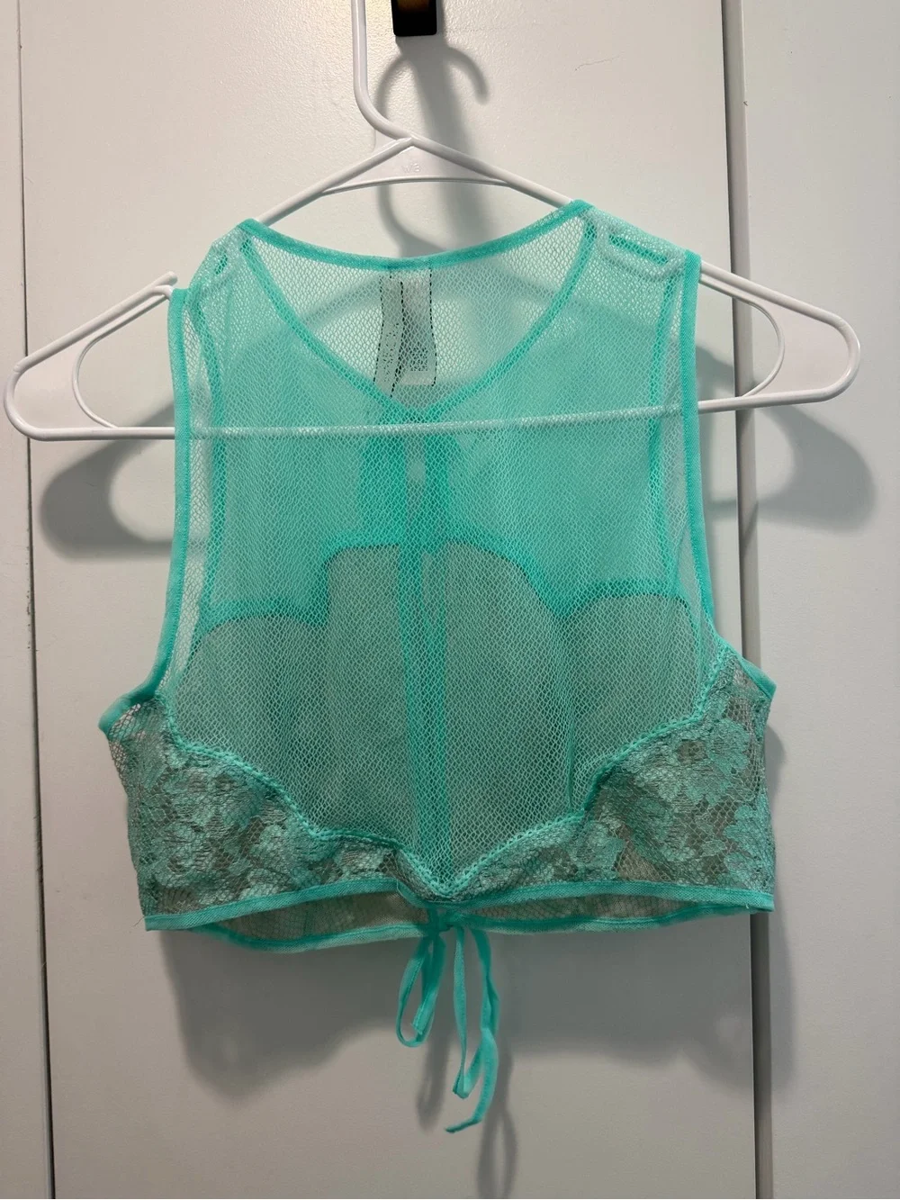 NWT Victoria’s Secret Sheer Lace Crop Bralette & Short Set - Mint Green